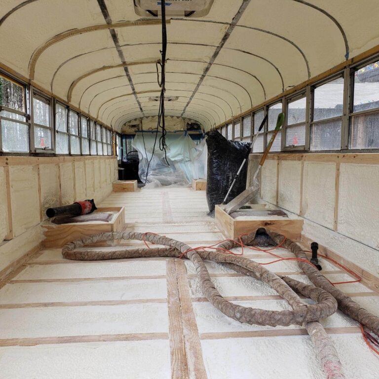 Bus Conversion with Spray Foam Insulation