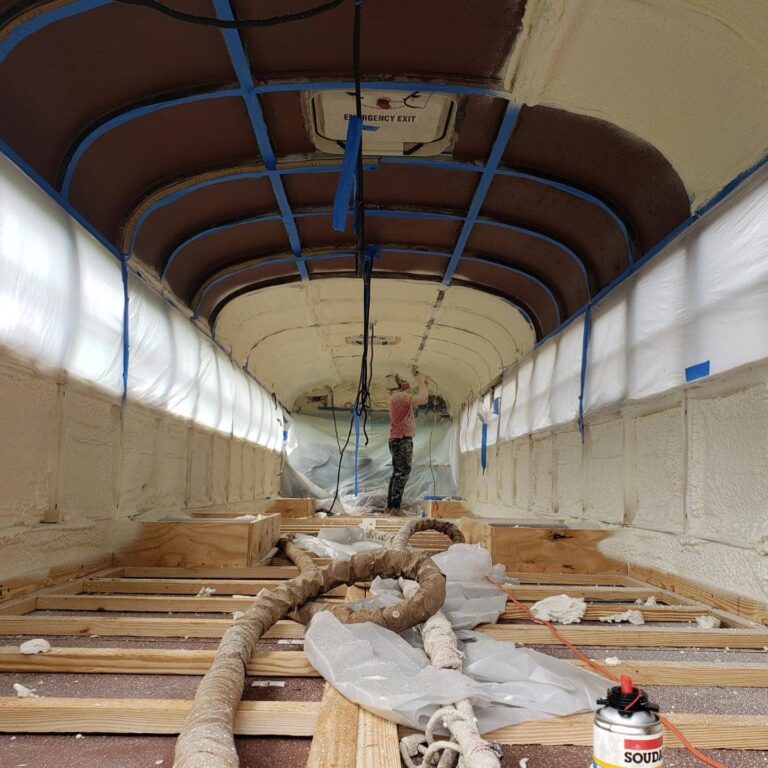 Spray Foam Insulation Installation on Bus
