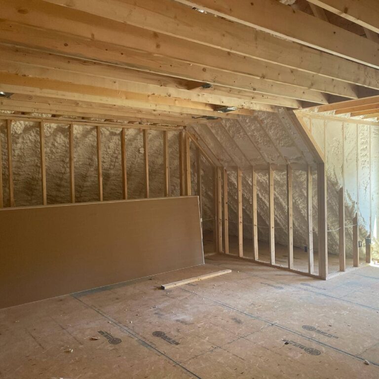 Residential Attic Room with Spray Foam Insulation
