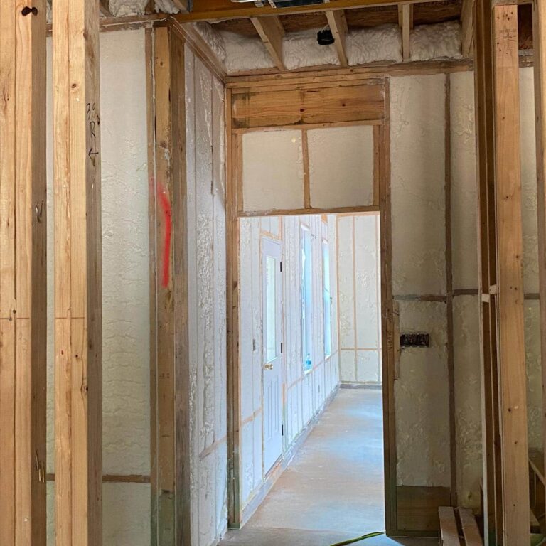 Residential Hallway with Spray Foam Insulation